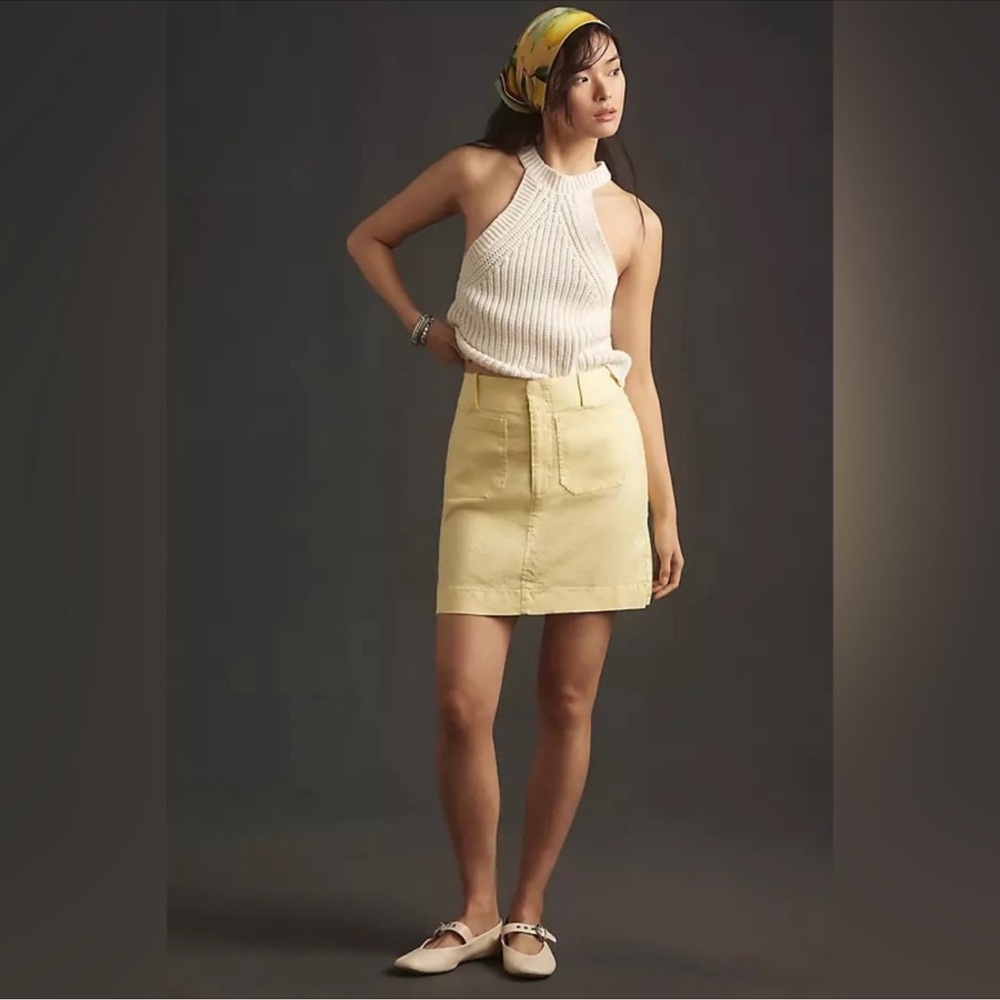 Maeve for Anthropologie The Colette Mini Skirt in Lime Size XL NWT